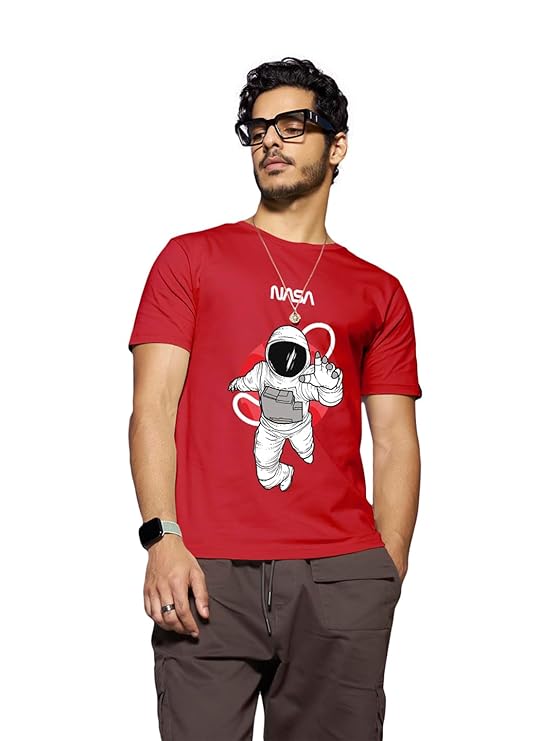 Bewakoof Men's Regular Fit T-Shirt (Red, S)